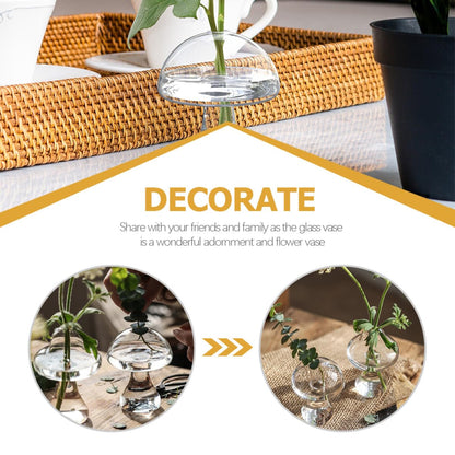 NUSITOU 2pcs Glass Mushroom-Shaped Hydroponic Flower Vases Decorative Desktop Home Office Plant Holders for Terrarium and Floral Arrangement