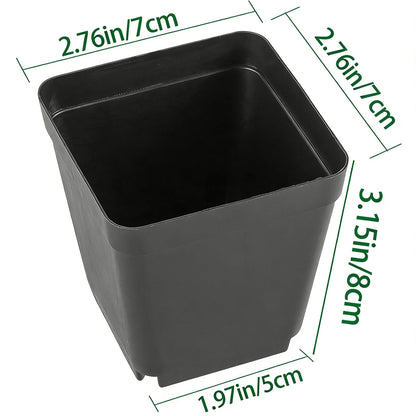 HAKZEON 120 PCS 3.15 Inch Plastic Nursery Pot, Square Plant Pot with Drainage Holes, Small Plant Flower Starting Pots, Balck Deep Starter Container for Flower Planter Seedlings, Succulents