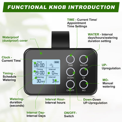 Automatic Plant Waterer Indoor: Drip Irrigation System with Large Display, Easy Programming, Vacation Plant Watering Devices for 15 Potted Plants, New Upgraded Christmas Tree Watering System
