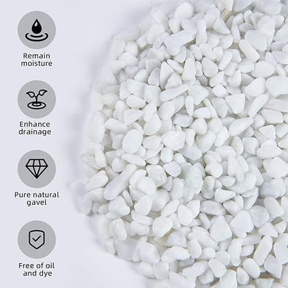 5lb Polished Aquarium Silica Gravel, Decorative Pebbles Substrate for Fish Tank, Vases, All Purpose Silica Gravel for Aquarium, Fire Pits, and Landscaping, Snow White(0.16-0.24”)