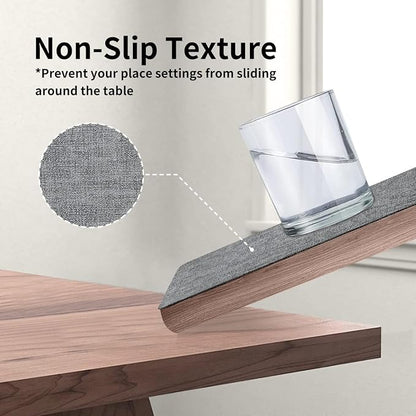 Maxpearl Faux Leather Placemats Set of 8 – Waterproof, Wipe Clean, Heat Resistant, Non-Slip Dining Table Mats for Indoor & Outdoor Use, 17”×12”, Grey