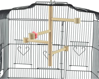 Wooden Bird Cage Stands Perches for Parrots, Parakeet Chewing Climbing Toys, Parrot Cage Top Tree Perches Play Stand Platform Playground Ladders Toys for Cockatiels Budgies Small Medium Parrots