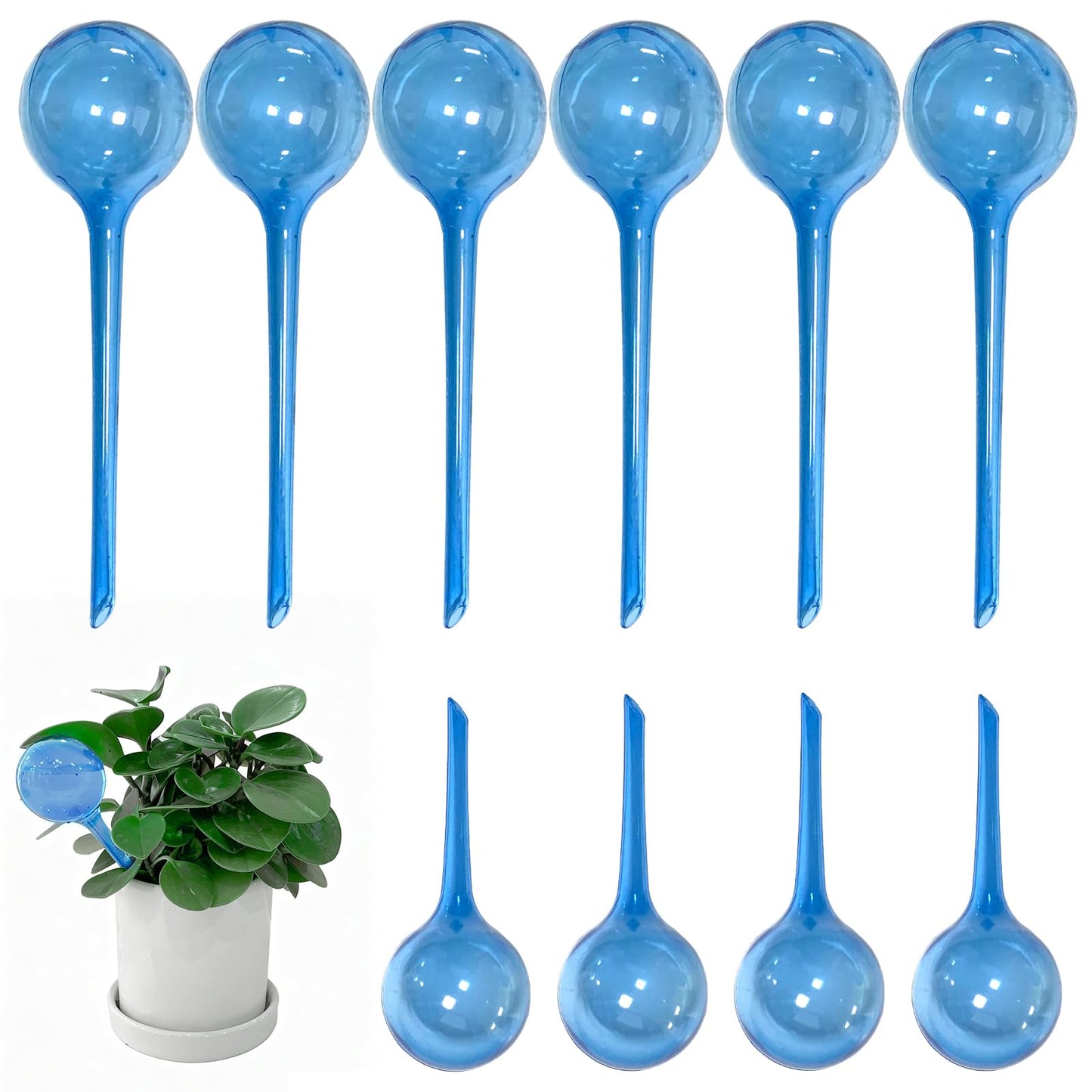 Pesilo 10 Pcs Self Watering Globes, Plant Watering Globes Automatic Watering Bulbs for Indoor Outdoor, Vacation Potted Plant Care Water Conservation Device (Blue)