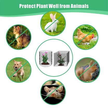 Eunika 8 Pack Round Plant Protector from Animals,24 Pcs 12" x 12" Metal Mesh to Keep Animals Out Wire Plant Protectors for Rabbits Chicken Duck Barricades for Garden Vegetable Flowers Protection