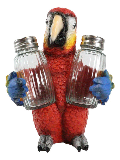 Ebros Tropical Rainforest Rio Red Scarlet Macaw Parrot Bird Salt And Pepper Shakers Holder Figurine Set 6.75"H Nautical Table Decore or Decorations For Spice Racks Holders Organizers Kitchen And Home
