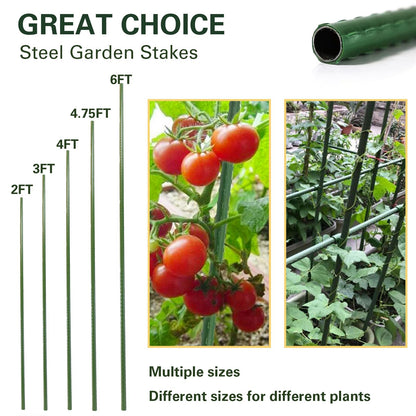 Sprigra Plant Stakes 36 inch, 3ft Steel Garden Stakes 25 Pack, Sturdy Plant Support for Climbing Plants, Tomatoes, Beans, Cucumbers, Peppers, Flowers, Potted, Strengthen and Stem to Grow Better