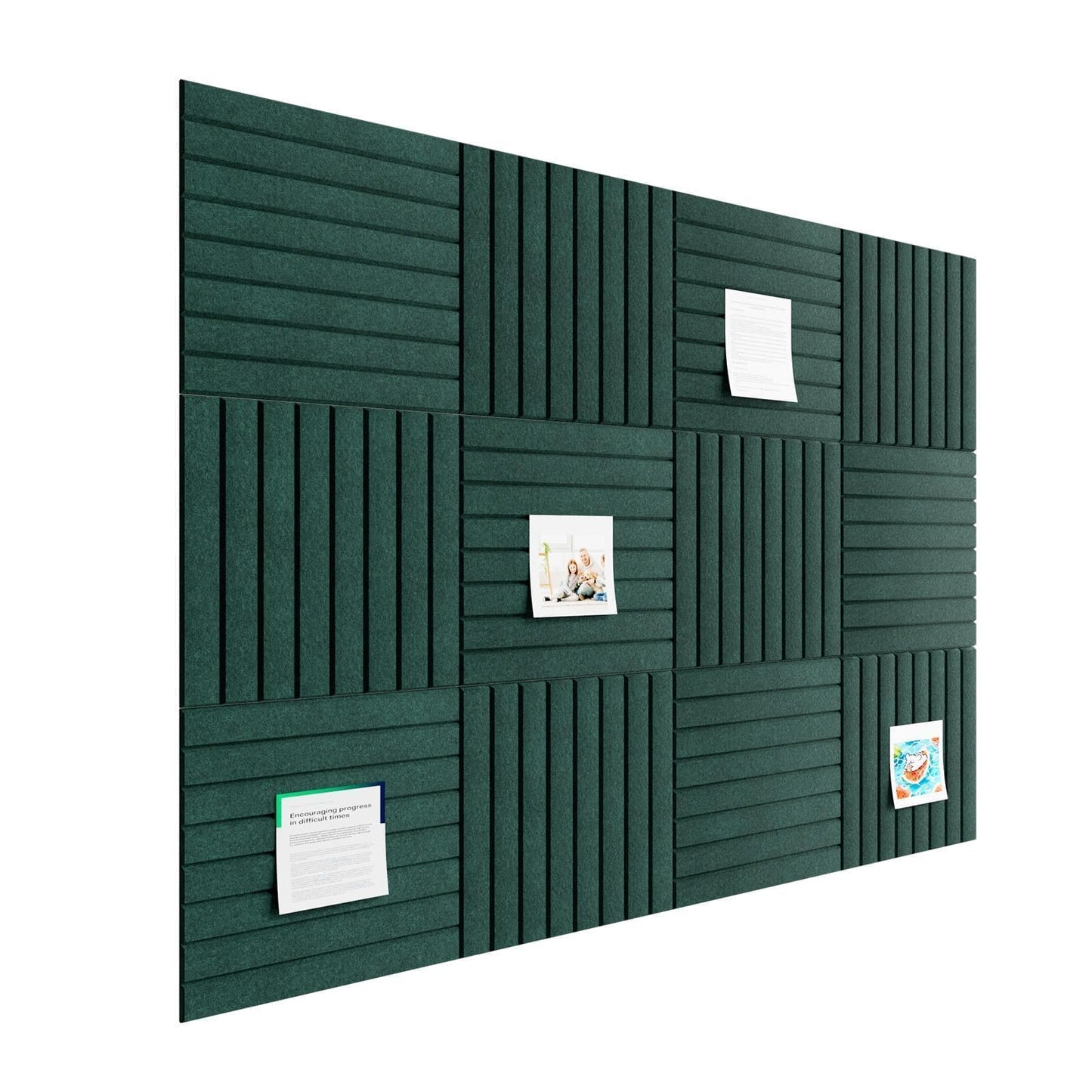 Baysola Stripe Felt Bulletin Board Panels 48 x 36 Inch Self Adhesive Wall Tiles Cork Board Alternative for Office Classroom Photos Notes 12 Pack