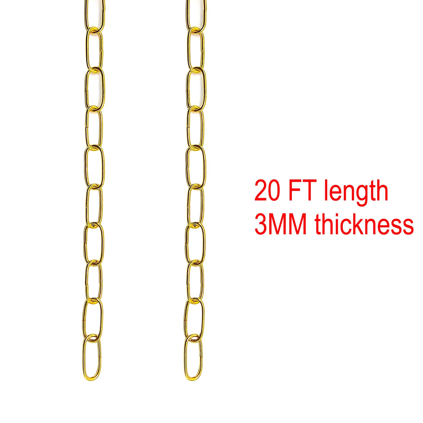 ECUDIS 20 Feet Pendant Light Fixture Chain, Lighting Hanging Chain Extension Lighting Chain Replacement for Chandelier, Plants, Fruit Basket, Gold