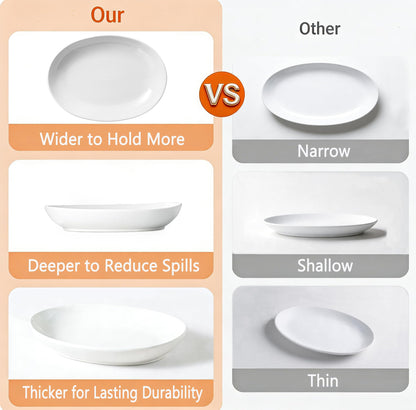 Gacoree 14 Inch Oval Serving Platters Set of 2, Large Wide Ceramic Serving Platter, White Porcelain Serving Trays for Entertaining, Turkey, Steak, Appetizers, Pasta, Salad
