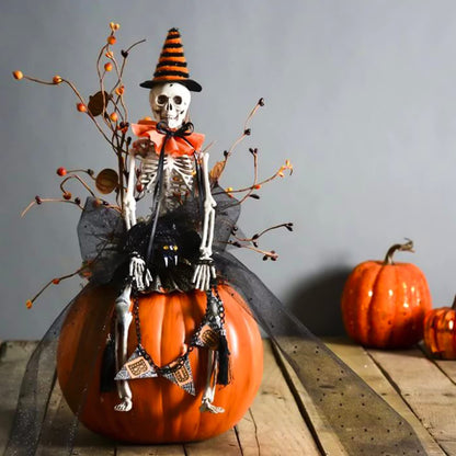 16" Small Posable Halloween Skeletons Decorations: 5 Pack Durable Plastic Scary Skeleton Props – Realistic Full Body Bones, Reusable Indoor & Outdoor Yard, Garden, Haunted House & Party Decor