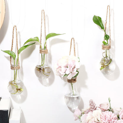 Baderke 12 Pack Hanging Propagation Station 3.9 Inch Plastic Plant Vases with Hooks & Cleaning Brush Clear Window Jars for Plant Clippings, Home Office Decor, Gardening Gifts for Women