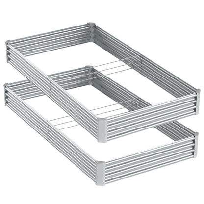 Ayen Guard 2PCS 8x4x1FT Galvanized Raised Garden Bed, Galvanized Planter Raised Garden Boxes Outdoor, Large Metal Raised Garden Beds for Vegetables-Silver