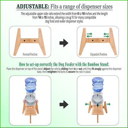 Stand for Dog Water Food Dispenser - Automatic Dog Feeder Holder - Suitable for Large Dogs - Bamboo