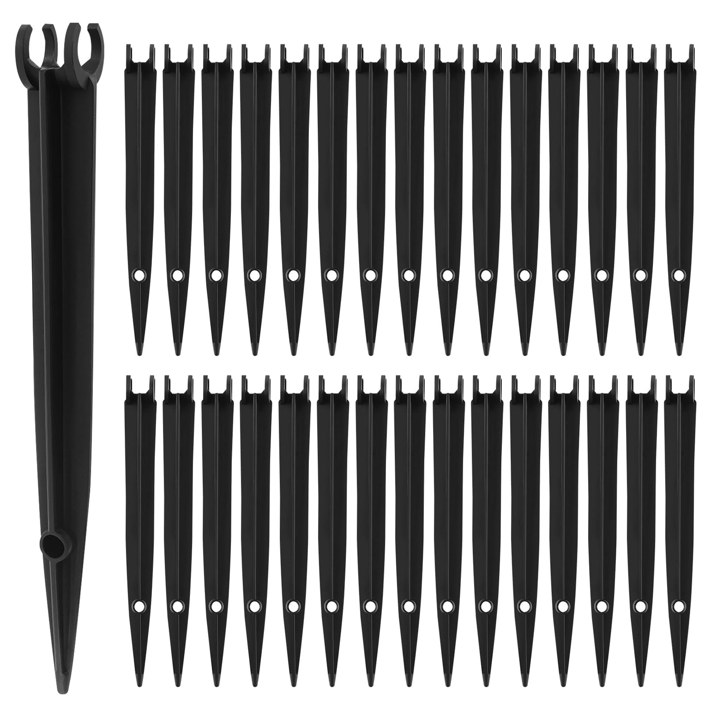 Kalolary 30PCS 1/4”Drip Irrigation Support Stakes, Drip Tubing Holder with Adjustable Height, 1/4 Inch Tubing Hose Holder for Drip Watering System Garden & Raised Beds, Prevents Clogging, Easy Install