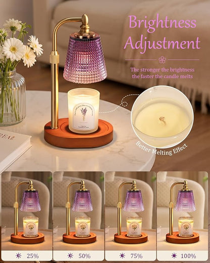 Hong-in Candle Warmer Lamp with Timer Dimmer, Birthday Gifts for Women, House Warming Gifts for New Home, Vintage Room Decor, Adjustable Height Candle Lamp, Wax Warmer for Scented Jar Candles, Purple