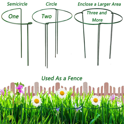 Plant Support Stakes, 10 Pack Metal Peony Cages and Support, Plant Stakes for Indoor Outdoor Plants, Plant Support Ring for Flowers(10" W x 15.8" H)