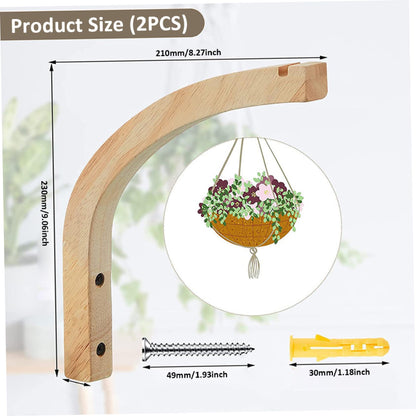 KUYYFDS Outdoor Hanging Brackets 2PCS Plant Hooks for Wall, 8 Inch Wooden Plant Wall Hanger, Mounted Hanging Hook for, Lanterns, Flower Bracket, Wind Chimes