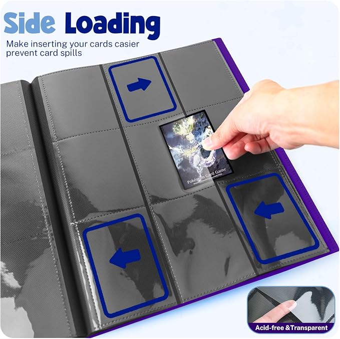Card Binder, 9 Pocket Trading Card Album Folder,20 Pages, 360 Card Capacity Sports Card Binder, Premium Card Binders Compatible with MTG, TCG, Baseball Cards (Purple)