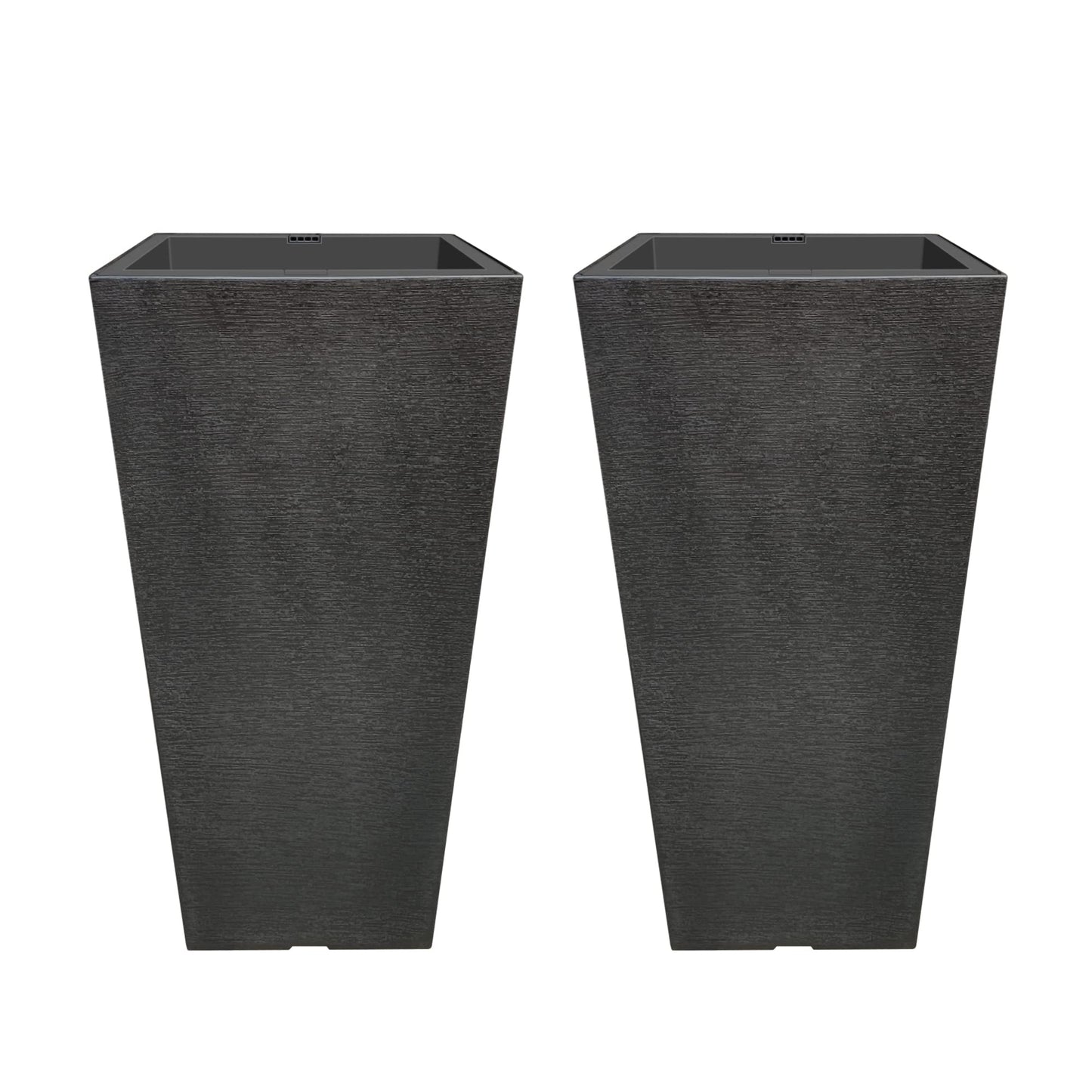 Kante 28 Inch Tall Planter Set of 2, Large Taper Planter for Outdoor Indoor Garden Patio Front Door (Black)