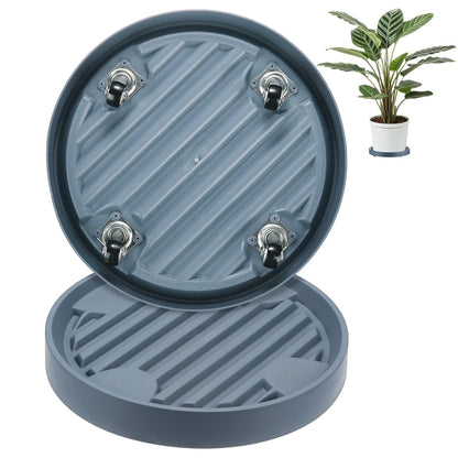 M METERXITY 2-Pack Plant Stand with Invisible Wheels, 11.02 Inch/28 cm OD Plastic Heavy Duty Rolling Plant Stand for Indoor and Outdoor [9.96 Inch/25.3cm ID, Gray]