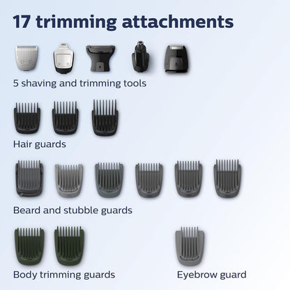 PHILIPS Norelco Multigroom Series 9000-21 Piece Men's Grooming Kit for Beard, Body, face, Nose, Ear Hair Trimmer