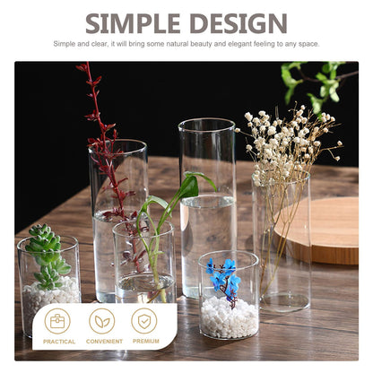 Beaupretty 3pcs Cylinder Hydroponic Flower Vase Glass Bowl 10x10cm Glass Fish Tank Plant Terrarium Indoor Decorative Flower Container