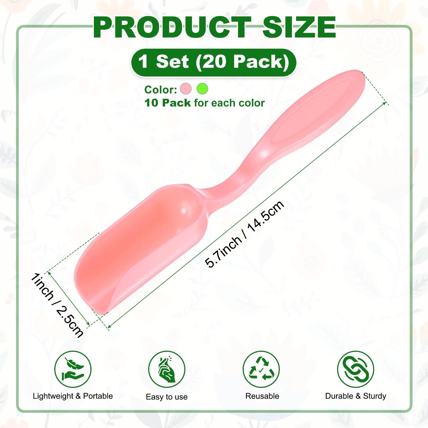 M METERXITY 20-Pack Mini Gardening Shovel Spoons, Plastic Garden Soil Scoops for Cultivation Digging Transplanting/Flower Planting/Plant Succulent, Colorful Small Gardening Tools [Pink, Green]