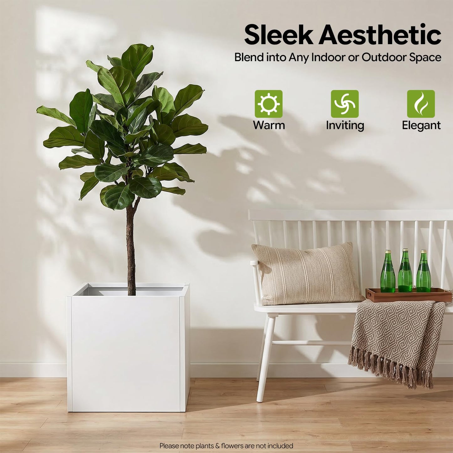 EEYBLAEEY Cube Planter Box 24x24x24 Inch, Large Square Indoor Outdoor Galvanized Steel Planter with Baking Paint, Heavy Duty Metal Flower Pot for Garden Patio Deck Yard