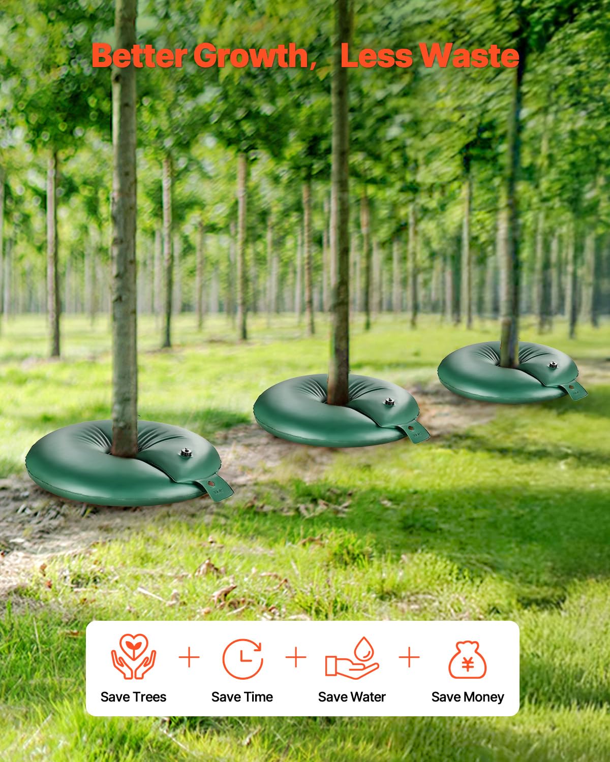 VEVOR Tree Watering Bag Slow Release, 4 Pack 20 Gallons Tree Watering Bags/Ring, Reusable Refillable Tree Irrigation Ring Water Bags, Heavy Duty Watering System for Shrub Tree Root Drip Irrigation