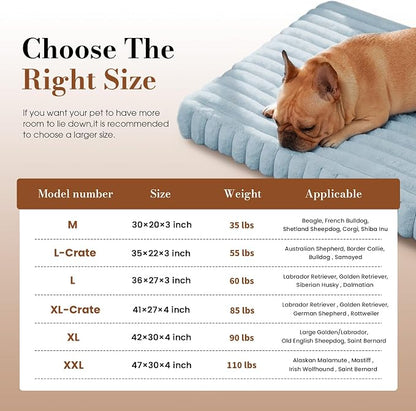 Large Orthopedic Dog Crate Bed with Waterproof Lining, Soft Short Plush Surface & Egg Crate Foam for Calming Puppy, Machine Washable Pet Bed with Removable Cover & Anti Slip Bottom