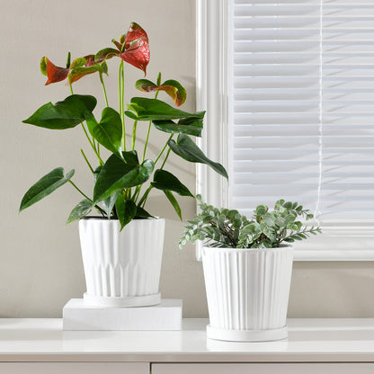 Ton Sin Ceramic Plant Pots Indoor Planters White Orange Set of 3 4