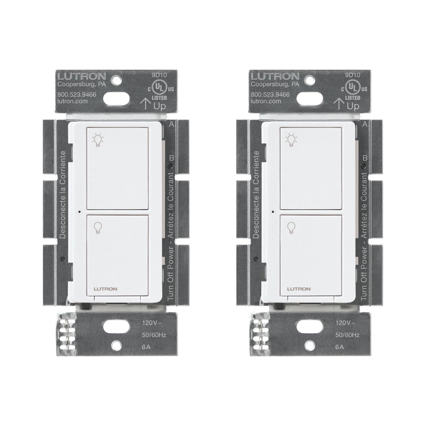 Lutron Caseta Original Smart Light Switch (Lutron Smart Hub Required), for Home, LED Lights, and Fans, 6 Amp, Single-Pole/3-Way, Neutral Required, PD-6ANS-WH, White