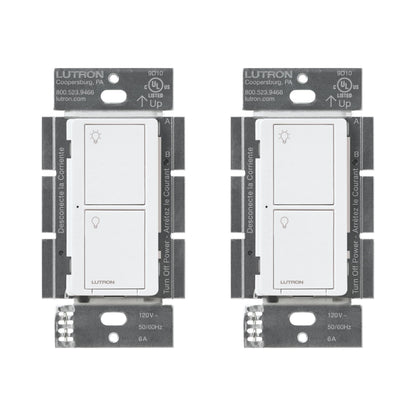 Lutron Caseta Original Smart Light Switch (Lutron Smart Hub Required), for Home, LED Lights, and Fans, 6 Amp, Single-Pole/3-Way, Neutral Required, PD-6ANS-WH, White