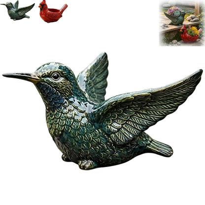 Cardinal Bird Succulent Planter,Resin Decorative Flower Pots for Indoor Outdoor Plants,Cute Animal Plant Pot,with Drainage Hole,Unique Garden Windowsill Desk Decor Gift for Bird Lovers (Green)