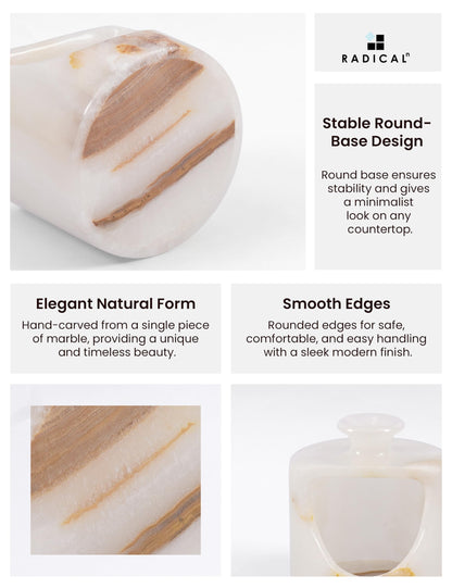 Radicaln Marble Salt Cellar 4.5" Inches White Onyx Handmade Salt & Spices Storage Container For Kitchen Countertop, Ideal Pig Salt Box, Salt Bowl & Spice Jar for Table Decor