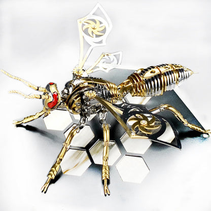 3D Metal Wasp Puzzles for Adults Model Kits Mechanical Puzzle Building Blocks, Difficult DIY Assembly for Men (Metal Wasp-Silver Golden)