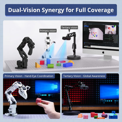 AI Robotic Arm Kit Hiwonder SO-ARM101 Embodied Imitation Learning Open Source 6-Axis Robot Arm 12 High-Torque Bus Servo Motors AI Vision Recognition (Standard Kit, Included 3D Printed Part, Assembled)