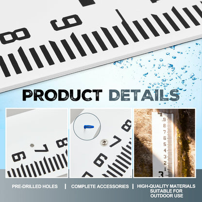 Tellegloww 4" Wide Staff Stream Gauge (100ths/10ths/feet) Fiberglass Water Snow Depth Gauge Ruler Style All Weather Water Level Indicator Tool Rust-resistant(0-4 Feet)