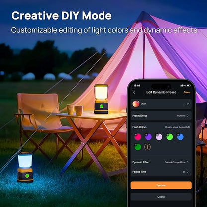 Consciot Smart RGBTW Battery Powered LED Lantern with APP Control, 1000LM, Tunable White 2700K-6500K & 16 Million Colors Dimmable Lamps, with Music Sync, DIY Scenes, Vivid Group Light Show Mode & More