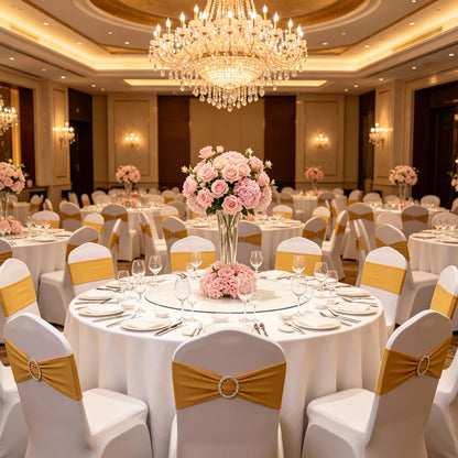 MehelloFeather Spandex Chair Sashes 20Pcs Chair Bows for Weddings Parties Holiday Celebrations and Event Decorations(Glod)