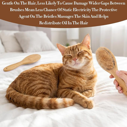 Dog Grooming Brush with Bamboo Handle, 20mm Stainless Steel Pins, Comfortable and Durable for All Hair Types