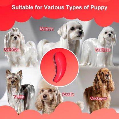 Small Dog Brush - Puppy Hair Brush- Grooming Tool for Teddy, Yorkies, Maltese, Shih Tzu, Chihuahua (Rose Red)