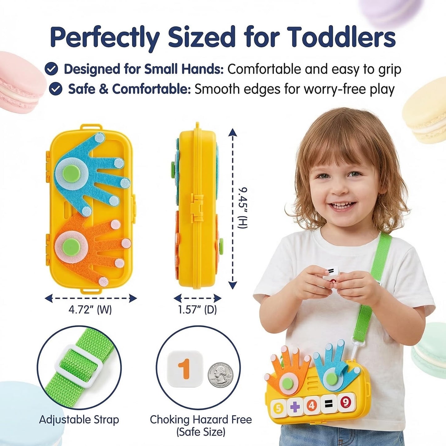 OBMESHOW Montessori Preschool Math Toys for Kids Ages 3 4 5, Counting, Addition & Subtraction Learning Game with Finger Counting Hands, Number Blocks, Flash Cards, Storage Box and Shoulder Strap