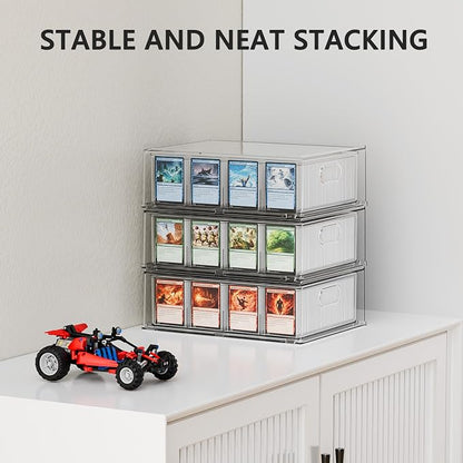 Trading Card Storage Box – Clear Large Card Organizer Holds 6400 Cards with Foam Inserts Blocks – Display Case for TCG, MTG & Sports Cards(2-Pack)