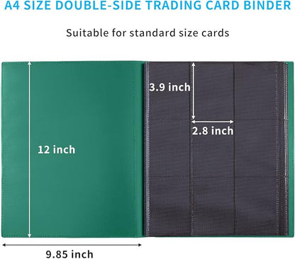 Card Binder, 360 Pockets Upgraded Trading Card Binders, Cards Collection Binder 9 Pocket, Side Loading Yugioh Binder Book Holder for MTG, TCG, Sport, Football, Baseball Collector Cards - Green