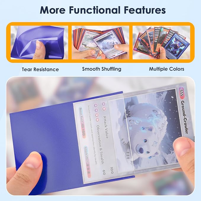Kitoyz 500 Pcs Card Sleeves for Trading Card, Matte Card Sleeves Deck Card Protectors Compatible with Baseball Cards, Sports Cards, Game Cards (Blue)