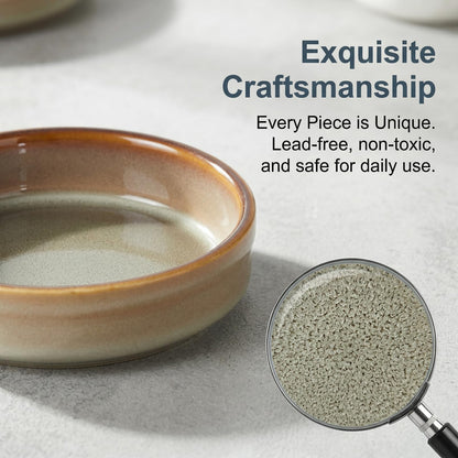 ONEMORE Ramekins Oven Safe Set of 6, 4 oz Creme Brulee Ramekins, Ceramic Ramekin Bowls for Souffle, Custard, Dipping Sauce, Dessert, Microwave Dishwasher Freezer Safe, 4.5 Inch - Beige
