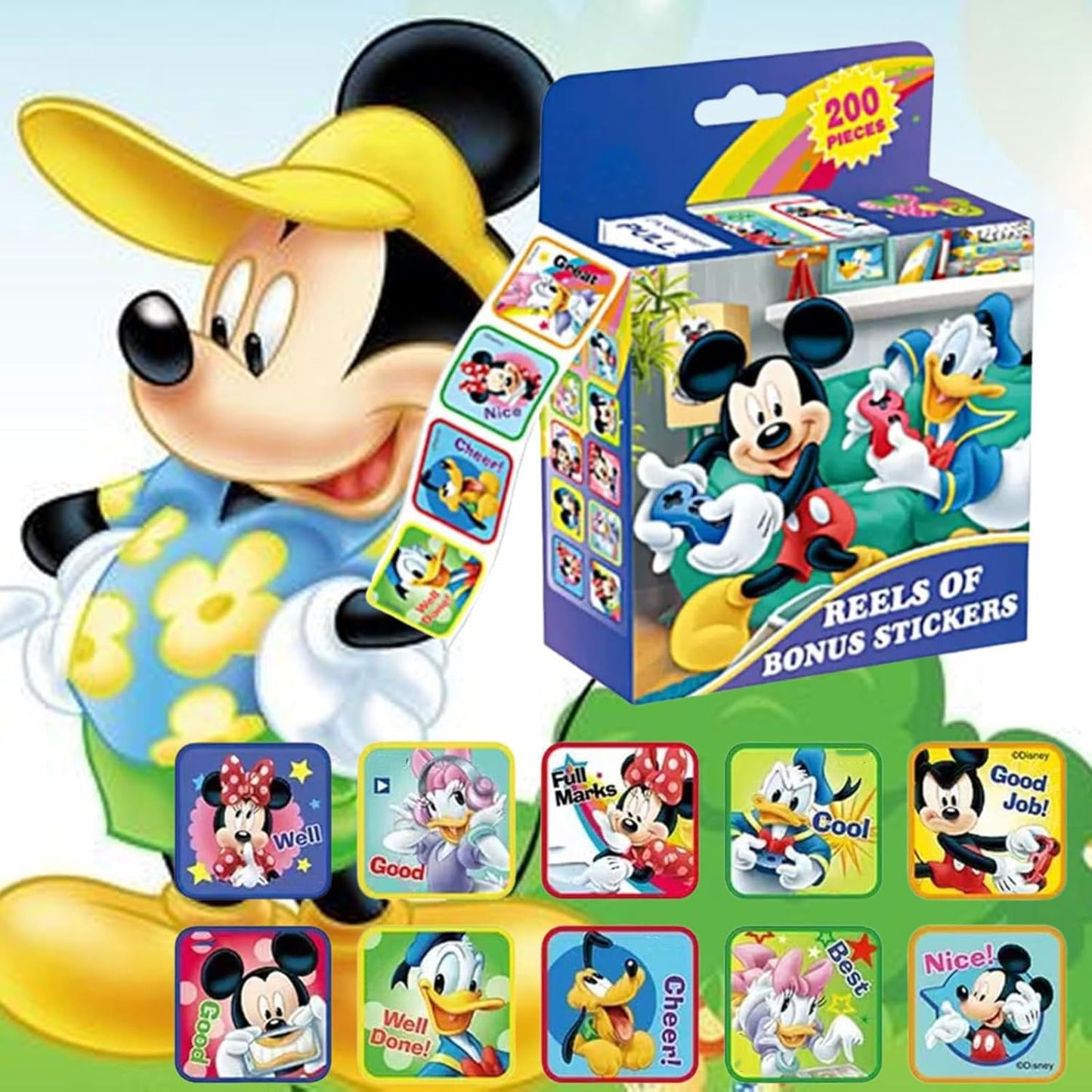 IZKICN 3 Pack Kids Stickers - 600 Pcs 30 Cartoon Designs, 1 Inch Self Adhesive Roll Stickers, Reusable Labels for Kids & Teachers