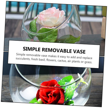Cabilock 3pcs Glass Slant Cut Micro Landscape Bottles, Ecological Glass Terrarium Jars for Succulent Plant Display, Desktop Home Décor Vases