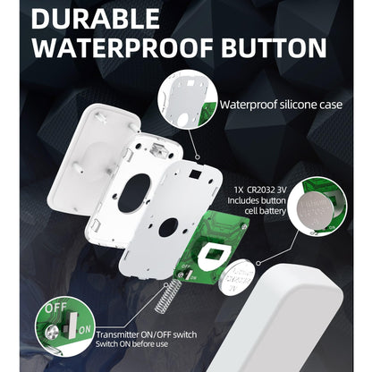 Wireless Doorbell 1200 Feet Waterproof Doorbells for Home with 36 Melodies 4 Volume levels, Flash Led Light (1 Receiver&1 Touch Button White)